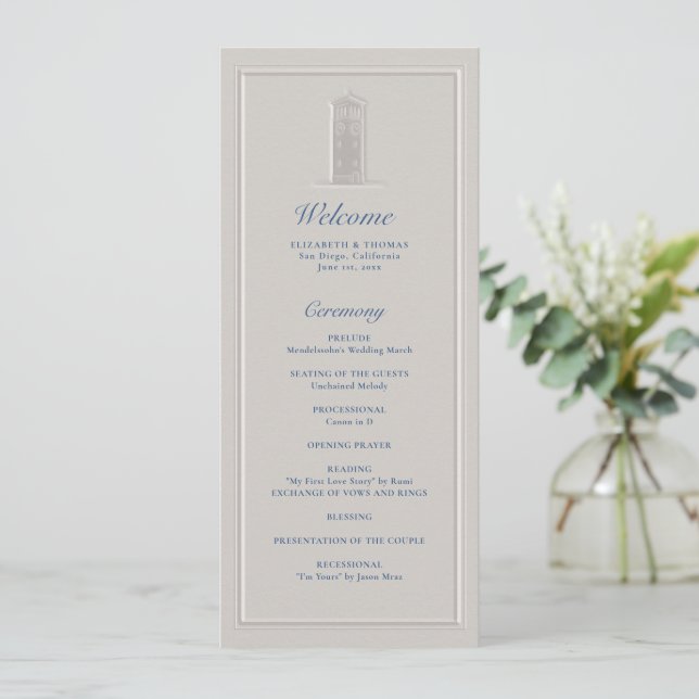 Coastal Lighthouse Nautical Formal Wedding Program (Standing Front)