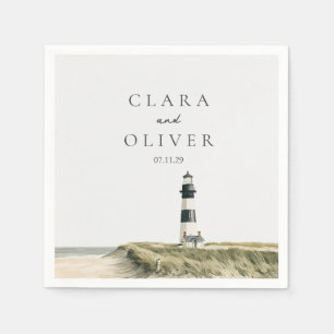 Coastal Lighthouse Outer Banks Wedding Reception Napkin