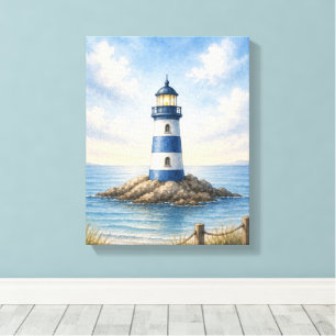 Coastal Lighthouse Wapped Canvas Wall Hanging Print