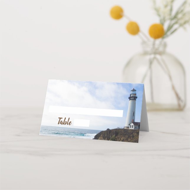 Coastal Lighthouse Wedding Place Cards (Front)