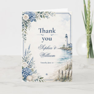 Coastal Lighthouse Wedding Thank You Card