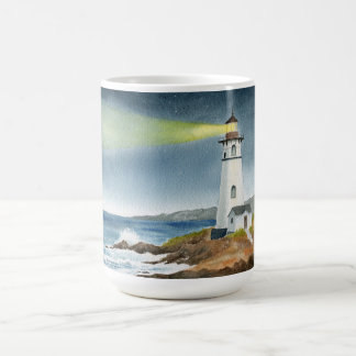Coastal Lighthouse with Light Beam Coffee Mug