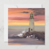 Coastal Lighthouse With Pink And Orange Sky