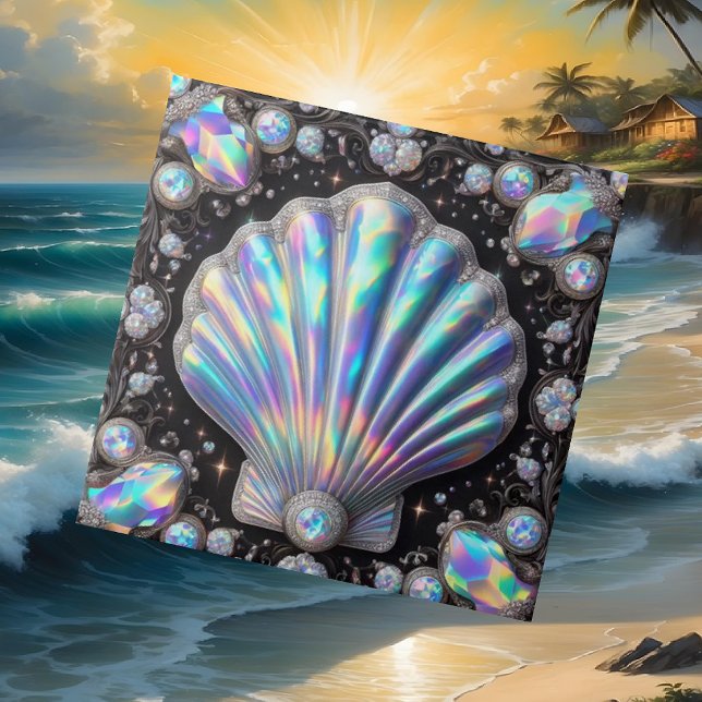 Coastal Living | Black Seashell Opal Diamond Tile (Creator Uploaded)