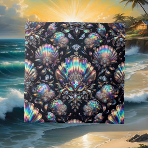 Coastal Living   Black Seashell Opal Diamond Tile