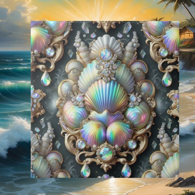 Coastal Living | Black Seashell Opal Diamond Tile (Creator Uploaded)