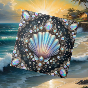 Coastal Living   Black Seashell Opal Diamond Tile