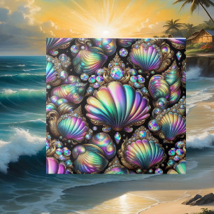 Coastal Living   Black Seashell Opal Diamond Tile
