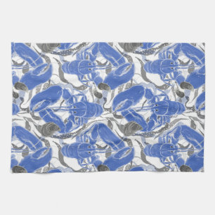 Coastal Living Blue Lobsters Tea Towel