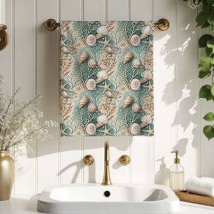 Coastal Living Towel Soft Blue and Ivory Design
