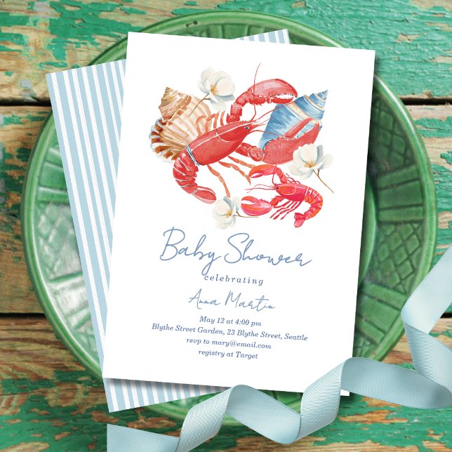 Coastal Lobster Baby Shower Invitation (Creator Uploaded)