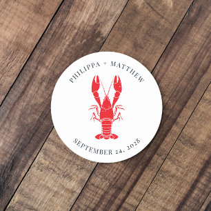 Coastal Lobster Boil Beach Wedding Round Paper Coaster