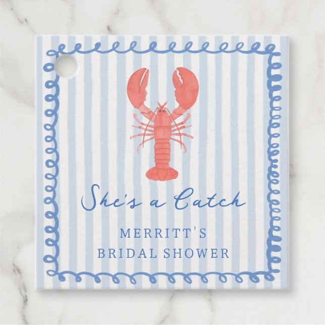 Coastal Lobster Bridal Shower Favour Tags (Front)