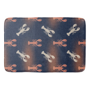 Coastal Lobster Pattern – Nautical Seafood Summer  Bath Mat