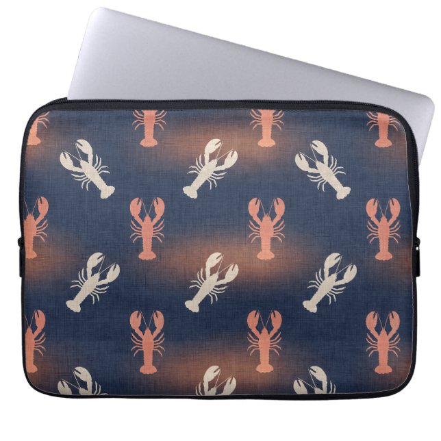 Coastal Lobster Pattern – Nautical Seafood Summer  Laptop Sleeve (Front)
