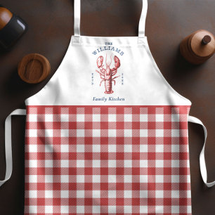 Coastal Lobster Red Gingham Apron