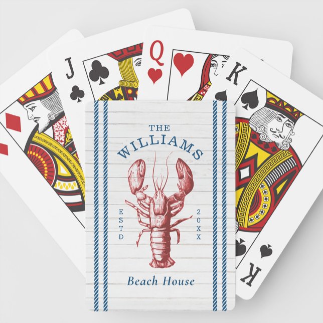 Coastal Lobster Seaside Beach House  Playing Cards (Creator Uploaded)