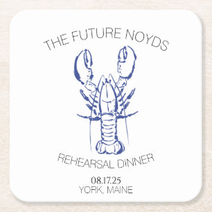 Coastal Lobster Wedding Rehearsal Dinner Sticker Square Paper Coaster