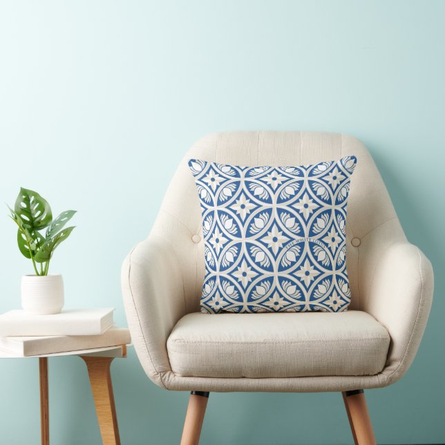 Coastal Lotus Tile Pattern - The White Lotus Cushion (Chair)