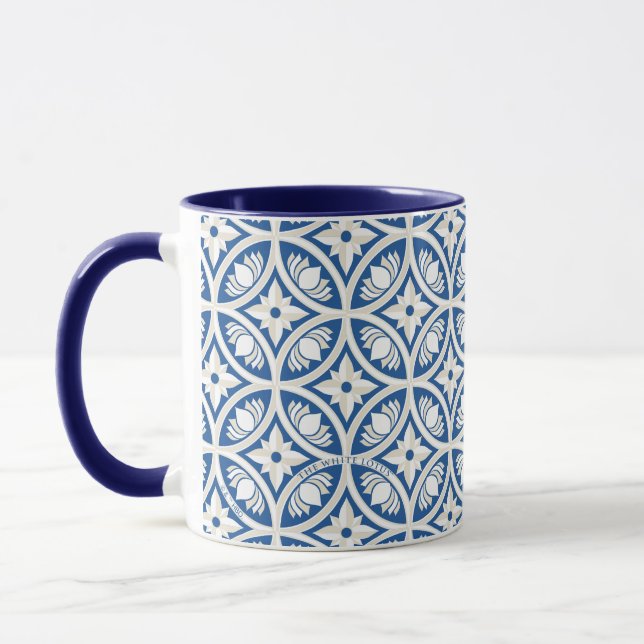 Coastal Lotus Tile Pattern - The White Lotus Mug (Left)