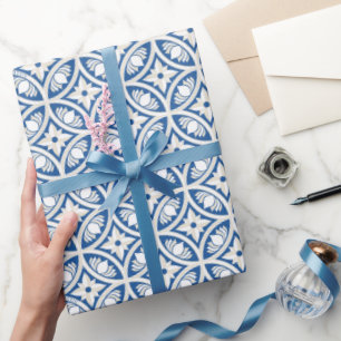 Coastal Lotus Tile Pattern - The White Lotus Wrapping Paper