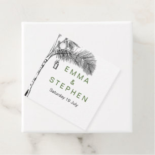 Coastal Love Sandy Beach Minimal Line Art Wedding Favour Tags