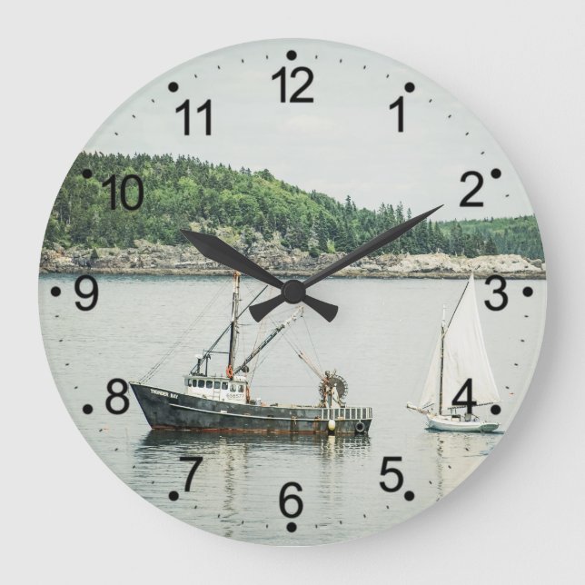 Coastal Maine Bar Harbour Boats Large Clock (Front)