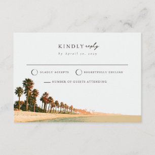 Coastal Malibu Palm Tree Beach Wedding RSVP Card