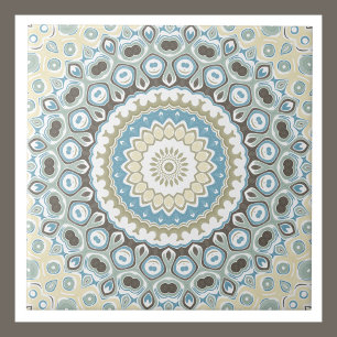 Coastal Mandala in Sand, Blue, and Driftwood Tones Tile