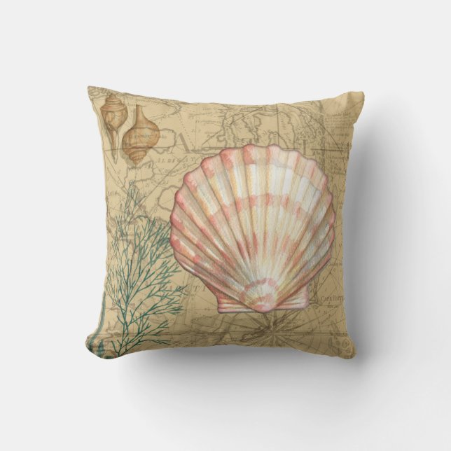 Coastal Map Collage Cushion (Front)