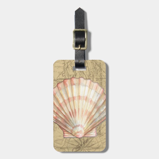 Coastal Map Collage Luggage Tag (Front Vertical)