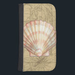 Coastal Map Collage Samsung S4 Wallet Case<br><div class="desc">There's nothing quite like this map of the sea life. This translucent collection of these seashells will go great on any products. It gives a vintage feel to the image and captures the sea life underwater. It includes a stripe pink and white seashell and a sepia coloured conch shell.</div>