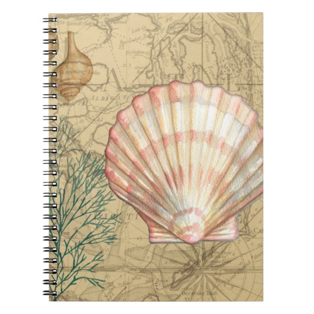 Coastal Map Collage Spiral Notebook (Front)