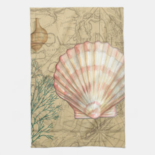 Coastal Map Collage Tea Towel