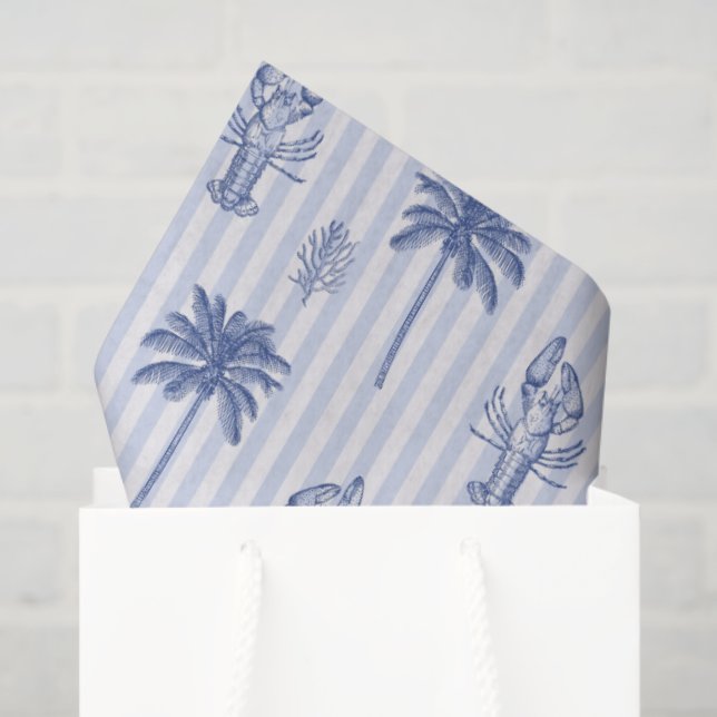 Coastal Maritime Blue Striped Pattern Tissue Paper (Gift Bag)