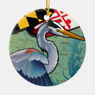 Coastal Maryland Blue Heron Ceramic Tree Decoration