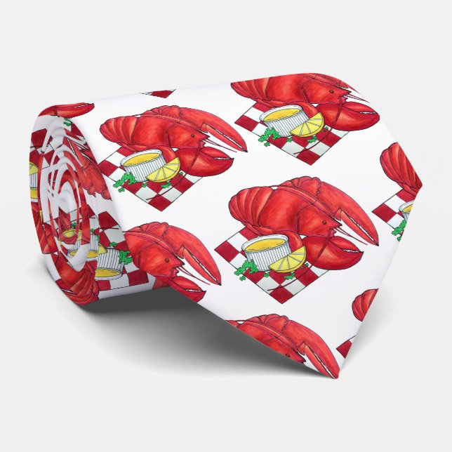 Coastal ME Maine Lobster Dinner Seafood Food Tie (Rolled)