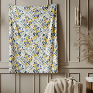 Coastal Mediterranean Throw Blanket Tile-Inspired