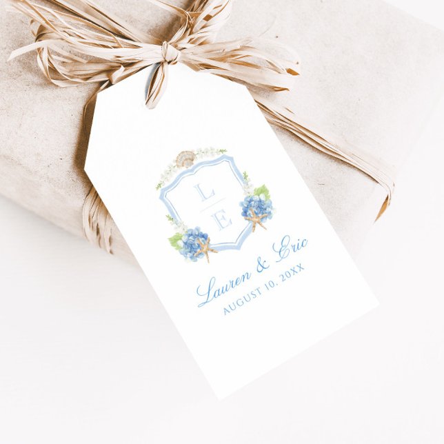 Coastal Monogram Crest Wedding Gift Tags (Creator Uploaded)