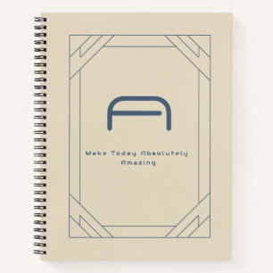 Coastal Muted Blue Sand Geometric Custom Monogram Notebook