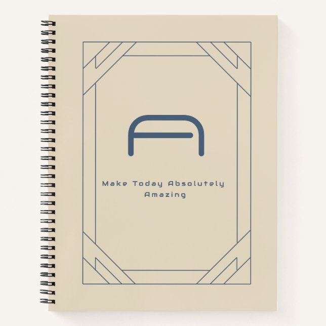 Coastal Muted Blue Sand Geometric Custom Monogram  Notebook (Front)
