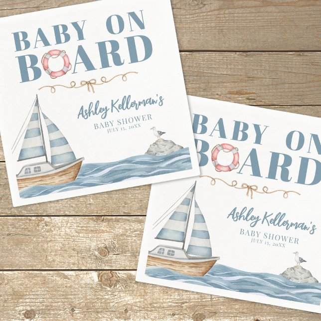 Coastal Nautical Baby Shower Napkin (Coastal Nautical Baby Shower Napkins)