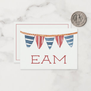 Coastal Nautical Beach Flags Monogram Card