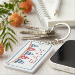 Coastal Nautical Beach Flags Monogram Key Ring<br><div class="desc">This monogrammed keychain features a nautical flag banner in soft watercolor shades of red,  white and blue.  Personalize the monogram on the front with your choice of initials and special text on the back.  Fun for personalized party favors and gift bags.</div>