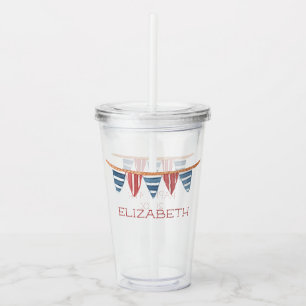 Coastal Nautical Beach Flags Personalised Acrylic Tumbler