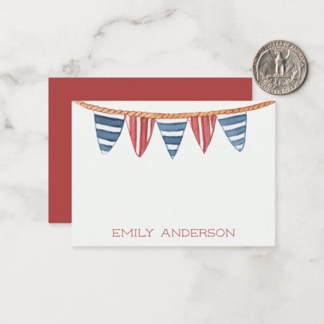 Coastal Nautical Beach Flags Personalised Card (Front/Back In Situ)