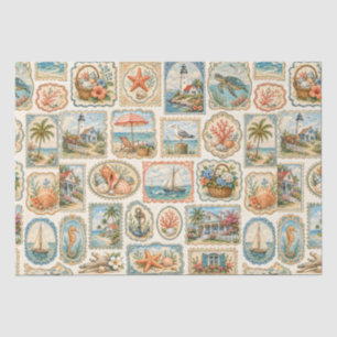 Coastal Nautical Beachy Sea Life Themed Decoupage Tissue Paper