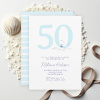Coastal Nautical Boat Ocean Elegant 50th Birthday