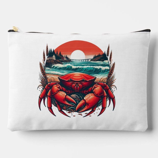 coastal/nautical Maine crab Accessory Pouch (Front)