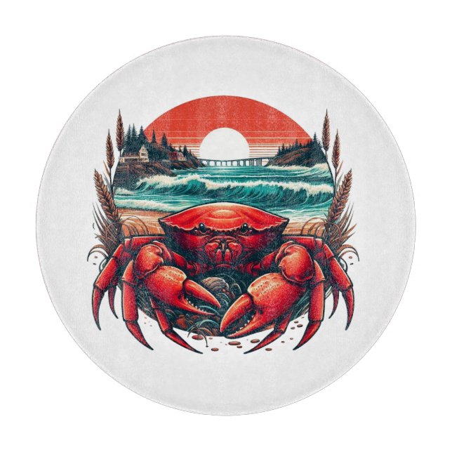 coastal/nautical Maine crab Cutting Board (Front)